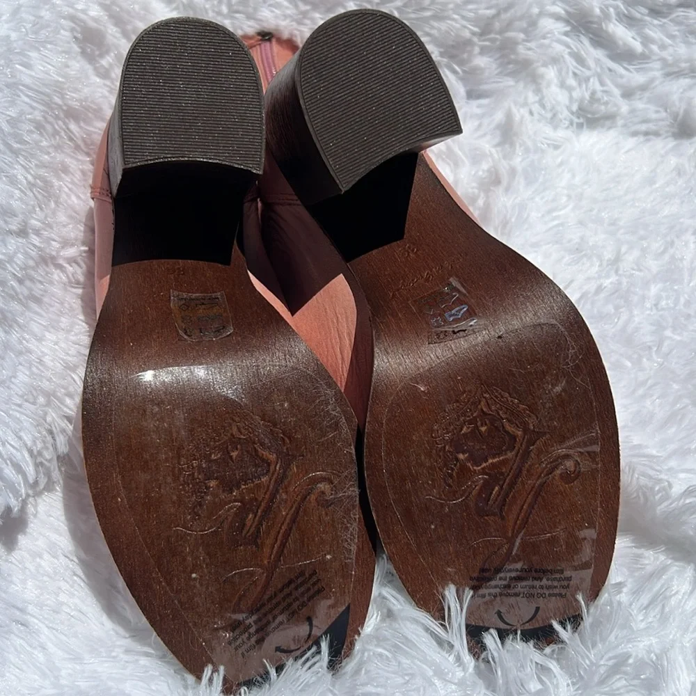 Free People Elle block heel boot sunset sand,l pink - Picture 10 of 13